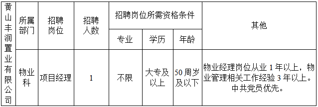 黃山豐潤(rùn)置業(yè)有限公司委托黃山市徽州時(shí)代人力資源有限公司招聘派遣工作人員公告