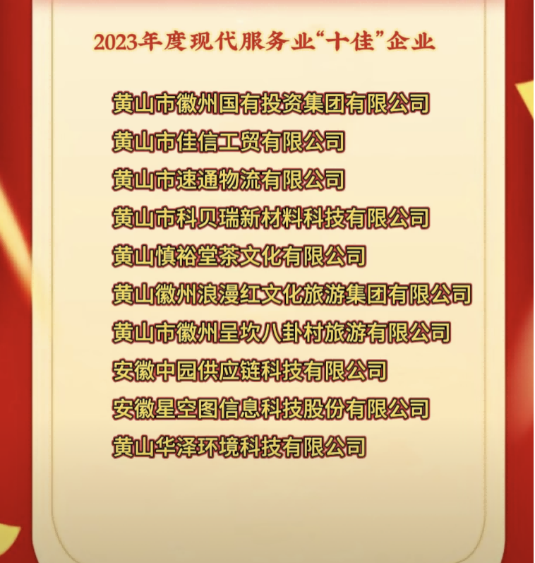 喜報！國投集團榮獲徽州區(qū)2023年度現(xiàn)代服務業(yè)“十佳”企業(yè)榮譽稱號